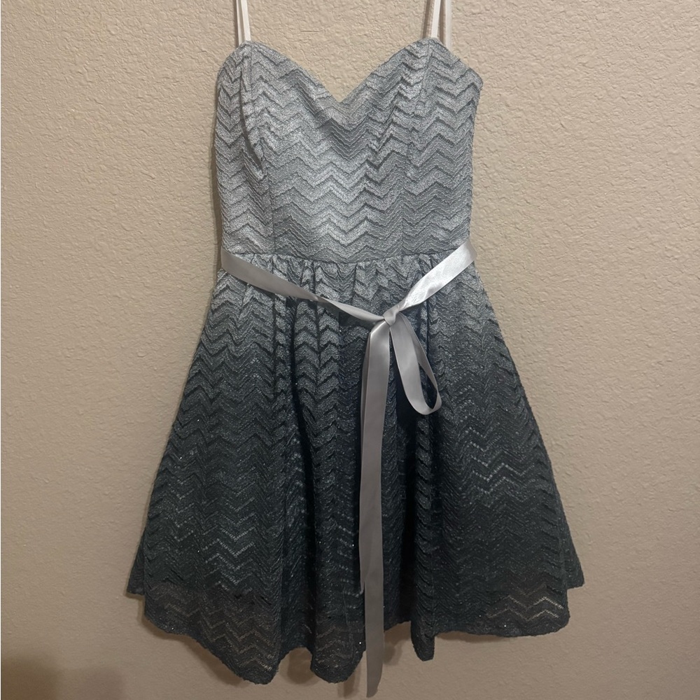 Silver Chevron Pattern Dress with Spaghetti Straps